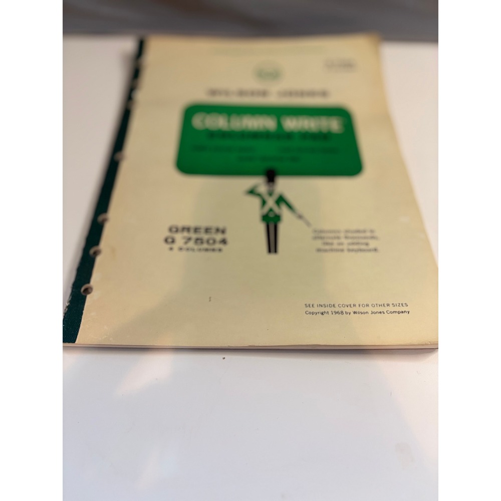 Vintage Wilson Jones Column Write G 7504 4 Column Ledger Pad 11x8.5 Green 1968